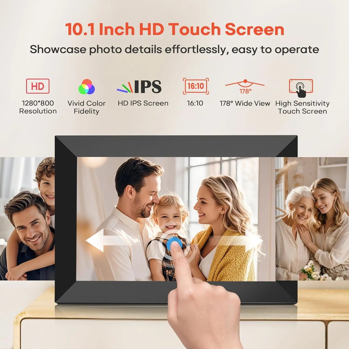 Frameo HD WiFi Photo Frame – 10.1" IPS Touchscreen