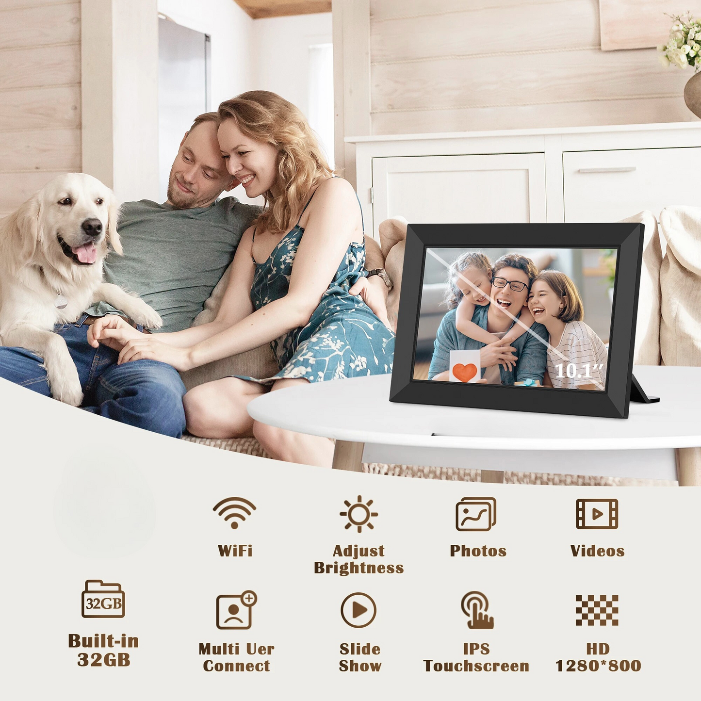 Frameo HD WiFi Photo Frame – 10.1" IPS Touchscreen