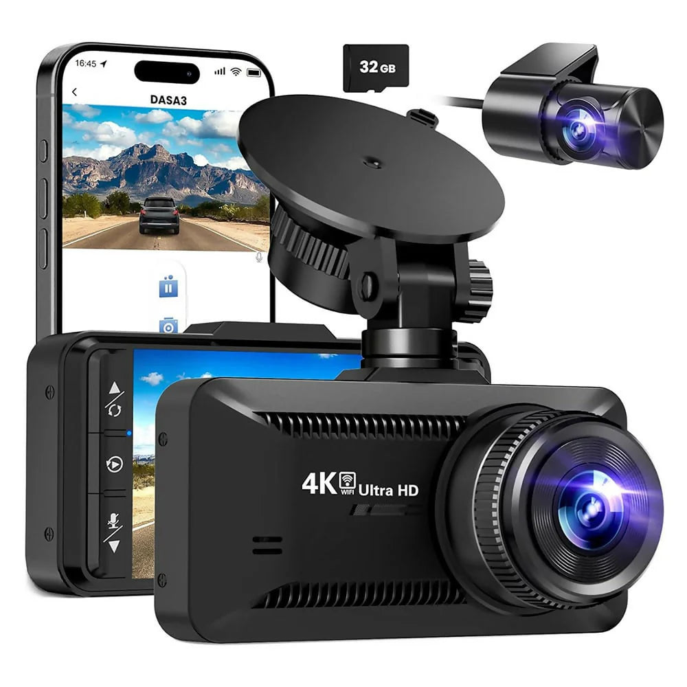 Dashcam 4K Pro – Enregistrement Ultra HD avec caméras avant/arrière, vision nocturne et surveillance 24h/24