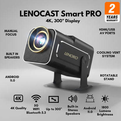 LenoCast Smart Projector – 4K with Android Support